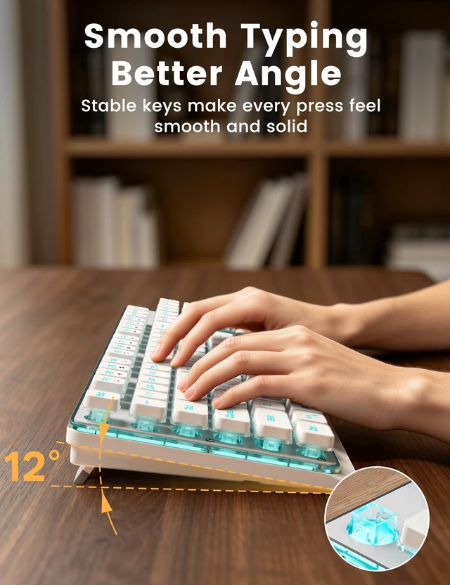 Alt view image 7 of 7 - Wireless Keyboard and Mouse Combo, RGB Backlit, Pudding Keycaps, KM41max | 10 Lighting Effects, 4000mAh Battery, Rechargeable, Never-Fade Keycaps, Metal Panel, 2.4GHz Wireless, USB-C Adapter