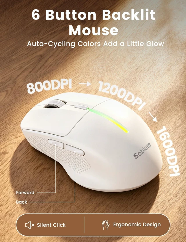 Alt view image 6 of 7 - Wireless Keyboard and Mouse Combo, RGB Backlit, Pudding Keycaps, KM41max | 10 Lighting Effects, 4000mAh Battery, Rechargeable, Never-Fade Keycaps, Metal Panel, 2.4GHz Wireless, USB-C Adapter