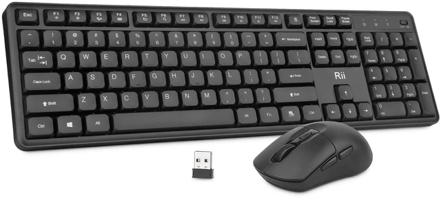 Main image of Wireless Keyboard and Mouse Combo, 2.4G Full-Sized Silent Ergonomic Keyboard and Adjustable 5000 DPI Mouse, Wireless Keyboard Mouse Set for Computer, Laptop, PC, Mac, Windows
