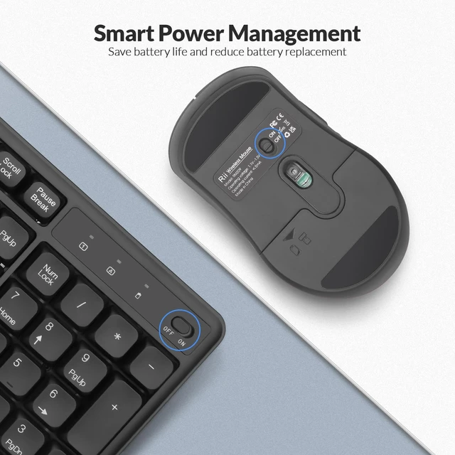 Alt view image 7 of 7 - Wireless Keyboard and Mouse Combo, 2.4G Full-Sized Silent Ergonomic Keyboard and Adjustable 5000 DPI Mouse, Wireless Keyboard Mouse Set for Computer, Laptop, PC, Mac, Windows