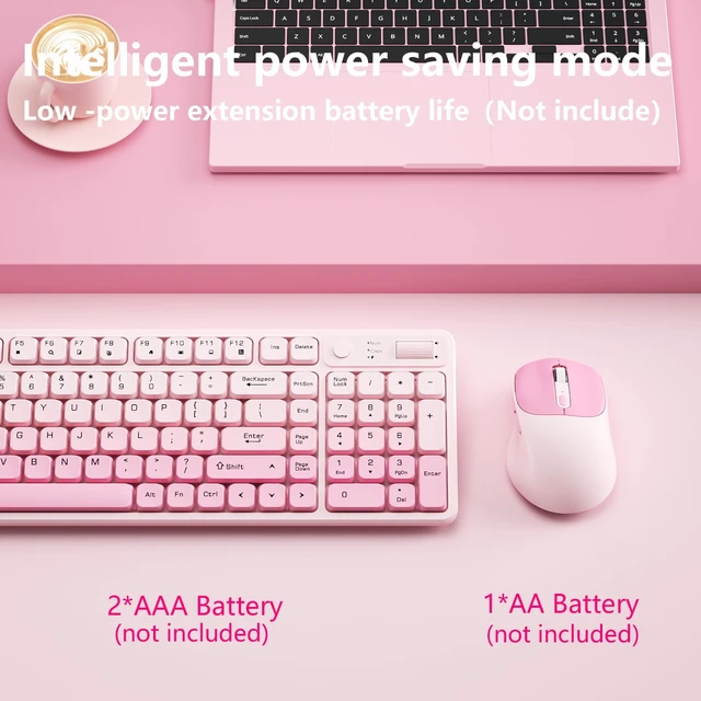 Alt view image 5 of 6 - Wireless Keyboard and Mouse Combo, Full-Size USB Keyboard with Back Stand, 2.4GHz Wireless for Desktop, Laptop and Computer