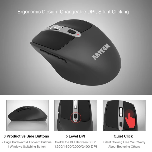 Alt view image 3 of 7 - 2.4G Wireless Keyboard and Mouse Combo Ultra Slim Full Size Keyboard Keyboard and Ergonomic Mice for Computer Desktop PC Laptop and Windows 11/10/8/7 Build in USB-C Rechargeable Battery