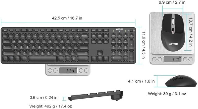 Alt view image 6 of 7 - 2.4G Wireless Keyboard and Mouse Combo Ultra Slim Full Size Keyboard Keyboard and Ergonomic Mice for Computer Desktop PC Laptop and Windows 11/10/8/7 Build in USB-C Rechargeable Battery