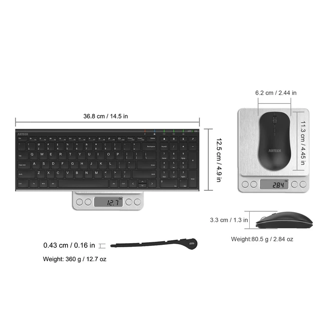 Alt view image 6 of 7 - 2.4G Wireless Keyboard and Mouse Combo HW193MW162 Stainless Ultra Slim Full Size Keyboard and Ergonomic Mouse for Computer Desktop PC Laptop and Windows 11/10/8/7 Build in Rechargeable Battery