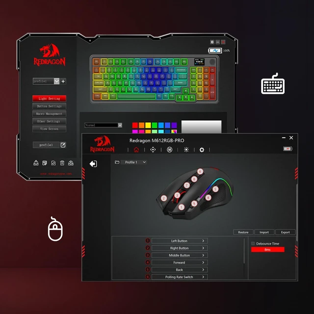 Alt view image 7 of 7 - Anime Keyboard & Mouse Combo, K719 PRO KB + M612AK 8000 DPI Mice | Multi-Function Control Knob, LED Screen & Knob, 0-Delay Tri-Mode, 95 keys Creamy Cushioned Typing, 9 Button Macro Combos