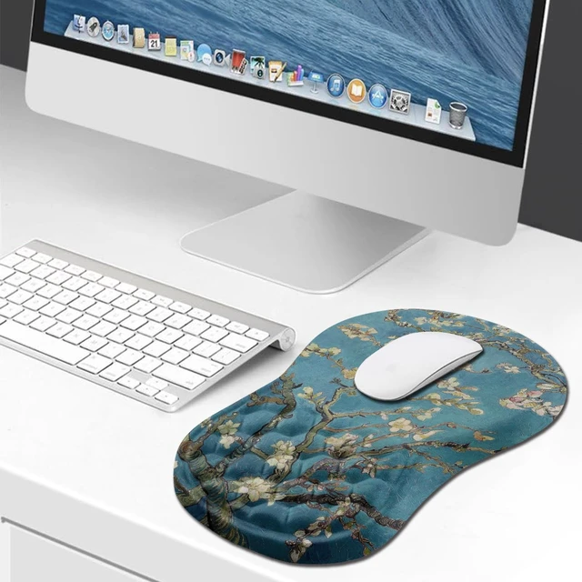 Alt view image 6 of 6 - Ergonomic Mouse Pad Wrist Support, Wrist Rest Mousepad for Carpal Tunnel Pain Relief with Integrated Memory Foam Slope Massage Bulge (11.8x7.9 inch,Apricot Flower