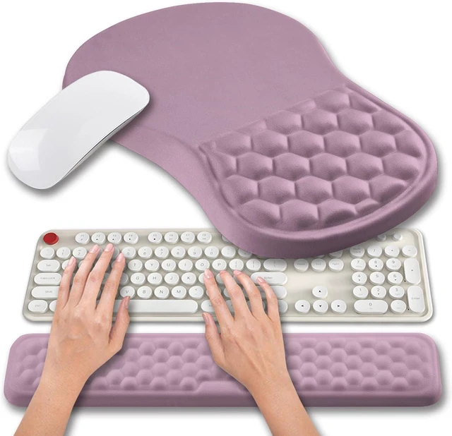 Main image of 2 in 1 Ergonomic Mouse Pad Wrist Support & Wrist Rest for Computer Keyboard Set, with Relieve Carpal Tunnel Pain Massage Bulge and Full Memory Gel Design (2In1 Set, Purple)