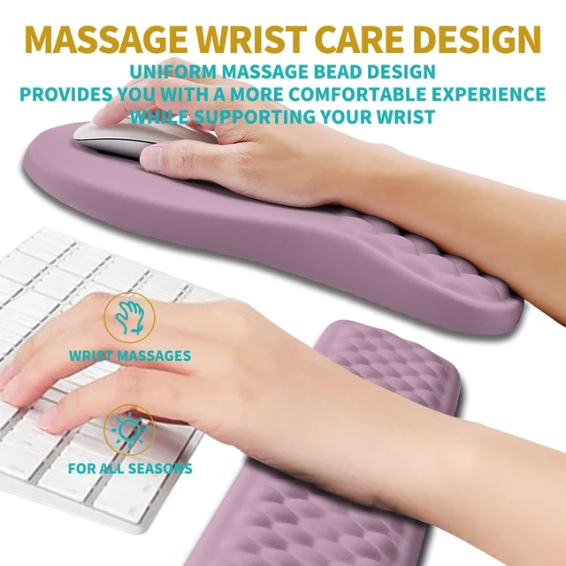Alt view image 4 of 6 - 2 in 1 Ergonomic Mouse Pad Wrist Support & Wrist Rest for Computer Keyboard Set, with Relieve Carpal Tunnel Pain Massage Bulge and Full Memory Gel Design (2In1 Set, Purple)