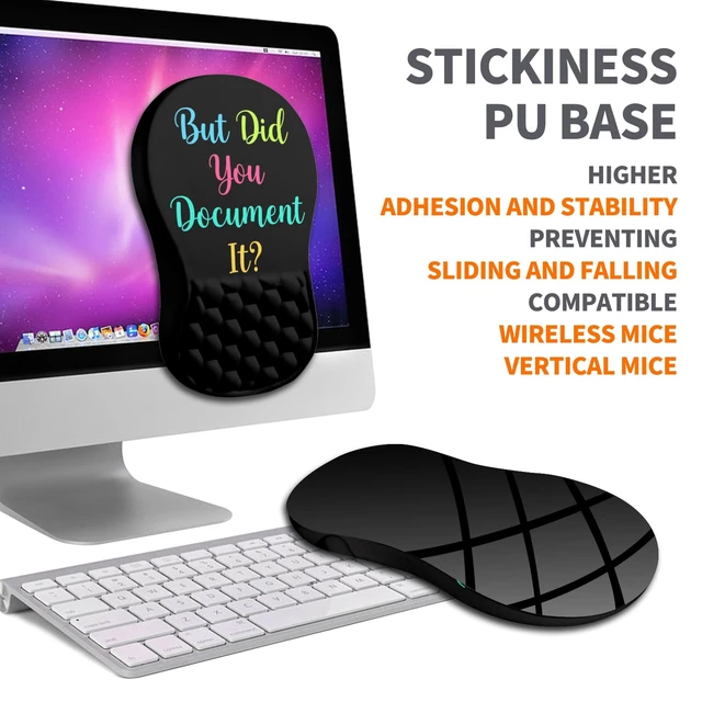 Alt view image 6 of 6 - Ergonomic Joint Wrist Support Mouse Pad with Memory Foam Cushion Massage Bump, Carpal Tunnel Pain Relief Mousepad Slope Design for Wrist Rest, 11.8x7.9 in, But Did You Document It
