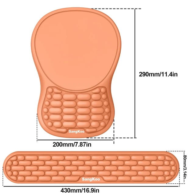 Alt view image 3 of 7 - Ergonomic Keyboard Wrist Rest Mouse Pad Wrist Support Set, Orange | Ergonomic Memory Foam,Pain Relief Wrist Support,Non-Slip Base, Waterproof Smooth Surface,Office & Gaming Desk Accessories