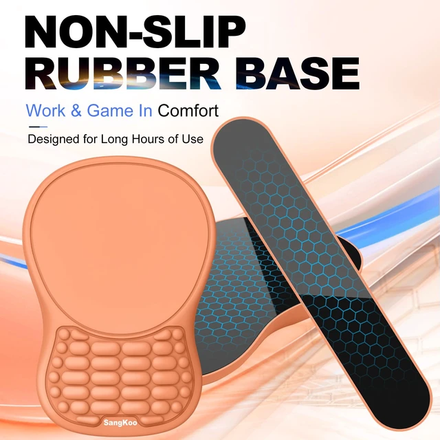 Alt view image 5 of 7 - Ergonomic Keyboard Wrist Rest Mouse Pad Wrist Support Set, Orange | Ergonomic Memory Foam,Pain Relief Wrist Support,Non-Slip Base, Waterproof Smooth Surface,Office & Gaming Desk Accessories