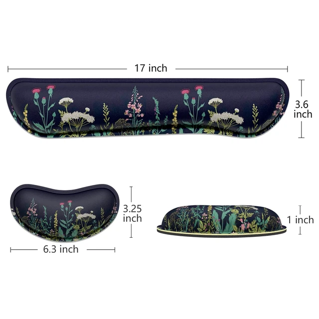 Alt view image 6 of 7 - Enlarge Keyboard Wrist Rest, Memory Foam Wrist Cushion for Desk Mat Support, Cute Pain Relief Keyboard Mouse Pad Rests Set with Non-Slip Base for Gaming Laptop Office Computer, Elegant Flower