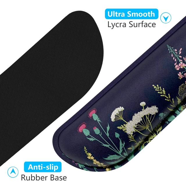 Alt view image 4 of 7 - Enlarge Keyboard Wrist Rest, Memory Foam Wrist Cushion for Desk Mat Support, Cute Pain Relief Keyboard Mouse Pad Rests Set with Non-Slip Base for Gaming Laptop Office Computer, Elegant Flower
