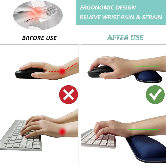 Alt view image 2 of 7 - Keyboard Wrist Rest Mouse Wrist Support Set, Memory Foam Wrist Rest Pad for Computer Laptop Keyboard Mouse, Ergonomic Wrist Cushion Support for Typing Pain Relief, Gaming Home Office, Navy Blue