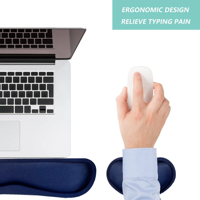 Alt view image 7 of 7 - Keyboard Wrist Rest Mouse Wrist Support Set, Memory Foam Wrist Rest Pad for Computer Laptop Keyboard Mouse, Ergonomic Wrist Cushion Support for Typing Pain Relief, Gaming Home Office, Navy Blue