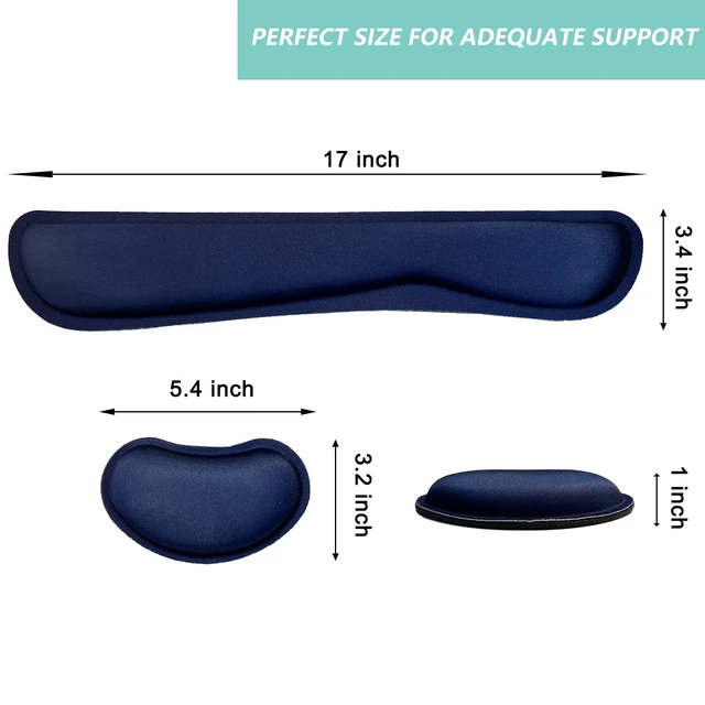 Alt view image 6 of 7 - Keyboard Wrist Rest Mouse Wrist Support Set, Memory Foam Wrist Rest Pad for Computer Laptop Keyboard Mouse, Ergonomic Wrist Cushion Support for Typing Pain Relief, Gaming Home Office, Navy Blue