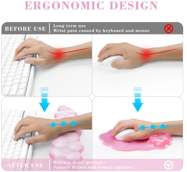 Alt view image 2 of 6 - Gel Cloud Keyboard and Mouse Wrist Rest, Cute Wrist Support and Arm Support Rest for Typing Pain ReliefSuitable for Office/Computer/Laptop/Gaming Set-Pink