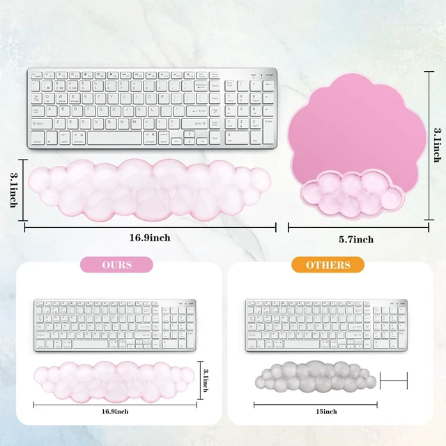 Alt view image 4 of 6 - Gel Cloud Keyboard and Mouse Wrist Rest, Cute Wrist Support and Arm Support Rest for Typing Pain ReliefSuitable for Office/Computer/Laptop/Gaming Set-Pink