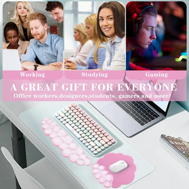 Alt view image 6 of 6 - Gel Cloud Keyboard and Mouse Wrist Rest, Cute Wrist Support and Arm Support Rest for Typing Pain ReliefSuitable for Office/Computer/Laptop/Gaming Set-Pink