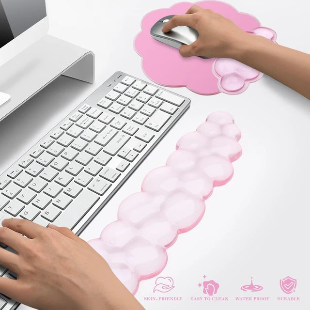 Alt view image 5 of 6 - Gel Cloud Keyboard and Mouse Wrist Rest, Cute Wrist Support and Arm Support Rest for Typing Pain ReliefSuitable for Office/Computer/Laptop/Gaming Set-Pink
