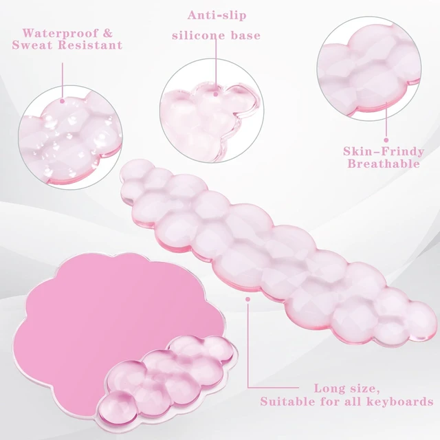 Alt view image 3 of 6 - Gel Cloud Keyboard and Mouse Wrist Rest, Cute Wrist Support and Arm Support Rest for Typing Pain ReliefSuitable for Office/Computer/Laptop/Gaming Set-Pink