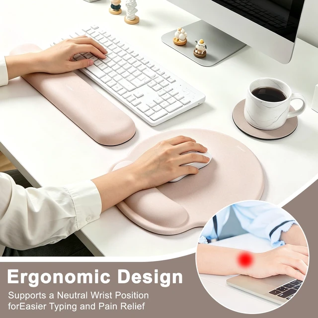 Alt view image 2 of 6 - Ergonomic Mouse Pad with Wrist Rest, Mouse Pads for Desk Wrist Support | Mouse Pad with Wrist Rest, Keyboard Wrist Rest, Wrist Pad, Wrist Support for Pain Relief, Ergonomic Office Supplies