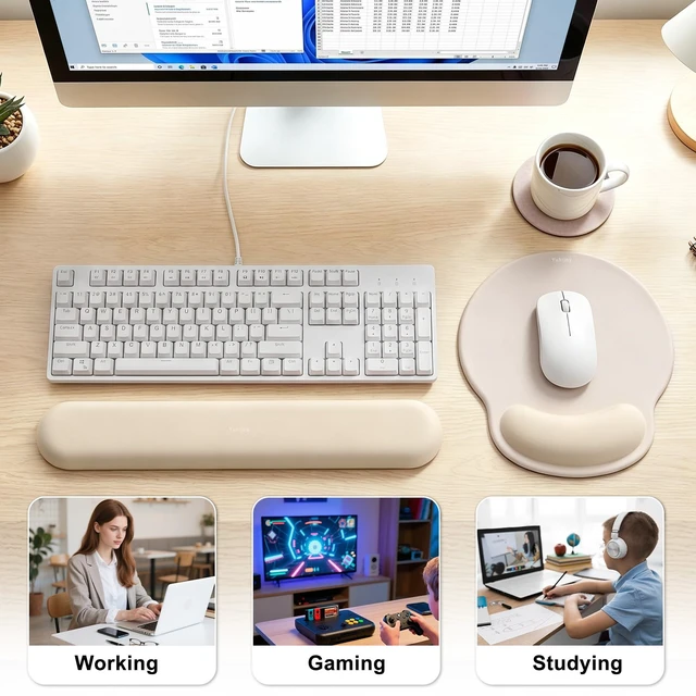 Alt view image 6 of 6 - Ergonomic Mouse Pad with Wrist Rest, Mouse Pads for Desk Wrist Support | Mouse Pad with Wrist Rest, Keyboard Wrist Rest, Wrist Pad, Wrist Support for Pain Relief, Ergonomic Office Supplies