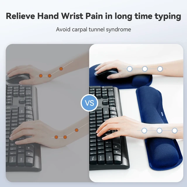 Alt view image 2 of 7 - Keyboard Wrist Rest and Mouse Pad with Wrist Support, Memory Foam Set for Computer/Laptop/Mac, Lightweight for Easy Typing & Pain Relief Ergonomic Mousepad,Blue