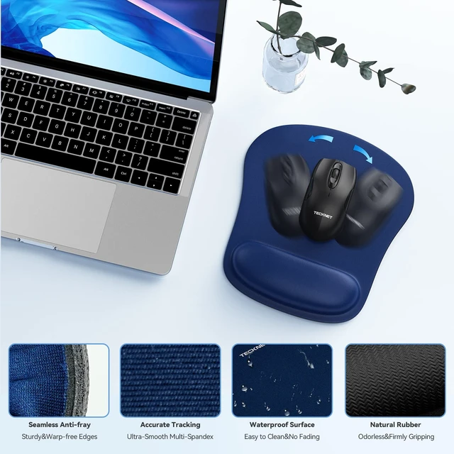 Alt view image 5 of 7 - Keyboard Wrist Rest and Mouse Pad with Wrist Support, Memory Foam Set for Computer/Laptop/Mac, Lightweight for Easy Typing & Pain Relief Ergonomic Mousepad,Blue