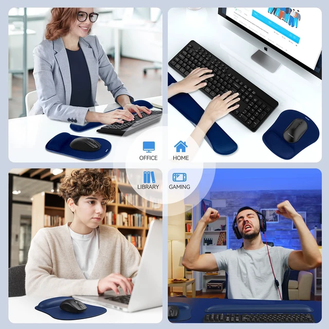 Alt view image 7 of 7 - Keyboard Wrist Rest and Mouse Pad with Wrist Support, Memory Foam Set for Computer/Laptop/Mac, Lightweight for Easy Typing & Pain Relief Ergonomic Mousepad,Blue