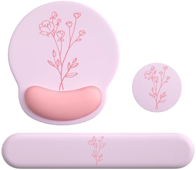 Main image of Mouse Pad with Keyboard Wrist Rest,Ergonomic Mousepad Support Set | Mouse Pads for Desk Wrist Support PU Base with Coaster,Mousepad with Nonslip Base for Computer Laptop Keyboard Desktop