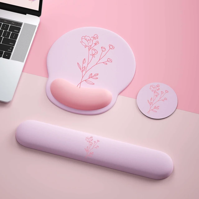 Alt view image 2 of 7 - Mouse Pad with Keyboard Wrist Rest,Ergonomic Mousepad Support Set | Mouse Pads for Desk Wrist Support PU Base with Coaster,Mousepad with Nonslip Base for Computer Laptop Keyboard Desktop