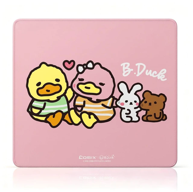 Main image of B Duck Office and Gaming Mouse Pad,17.72 * 15.75in,Pink | Non-slip Rubber Base, Waterproof Surface, Easy Gliding Surface, Double Stitched Edges,5mm Thick Design