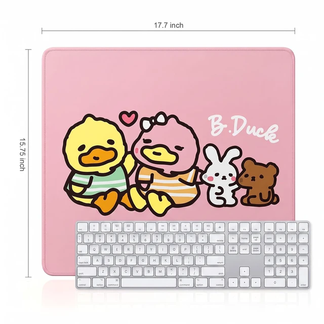 Alt view image 2 of 7 - B Duck Office and Gaming Mouse Pad,17.72 * 15.75in,Pink | Non-slip Rubber Base, Waterproof Surface, Easy Gliding Surface, Double Stitched Edges,5mm Thick Design
