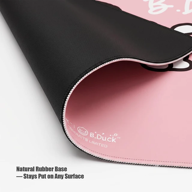Alt view image 4 of 7 - B Duck Office and Gaming Mouse Pad,17.72 * 15.75in,Pink | Non-slip Rubber Base, Waterproof Surface, Easy Gliding Surface, Double Stitched Edges,5mm Thick Design