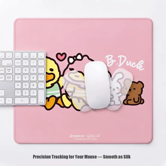 Alt view image 3 of 7 - B Duck Office and Gaming Mouse Pad,17.72 * 15.75in,Pink | Non-slip Rubber Base, Waterproof Surface, Easy Gliding Surface, Double Stitched Edges,5mm Thick Design