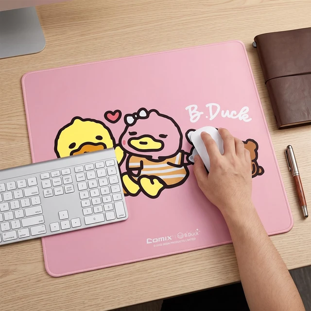 Alt view image 7 of 7 - B Duck Office and Gaming Mouse Pad,17.72 * 15.75in,Pink | Non-slip Rubber Base, Waterproof Surface, Easy Gliding Surface, Double Stitched Edges,5mm Thick Design
