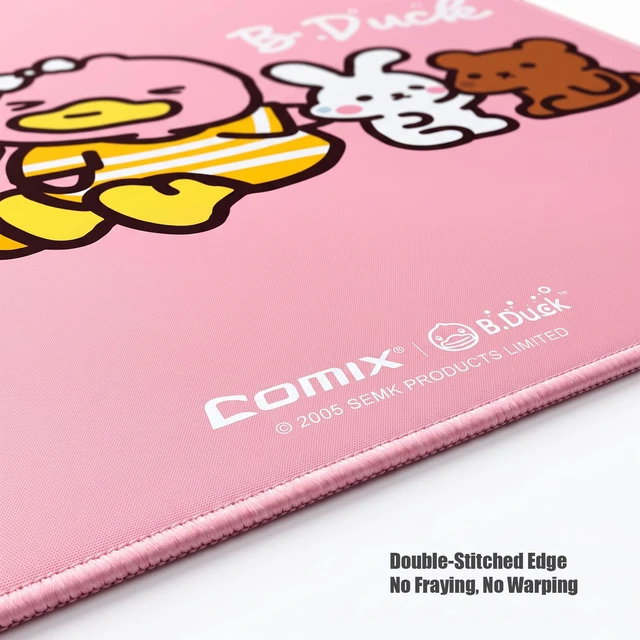 Alt view image 5 of 7 - B Duck Office and Gaming Mouse Pad,17.72 * 15.75in,Pink | Non-slip Rubber Base, Waterproof Surface, Easy Gliding Surface, Double Stitched Edges,5mm Thick Design