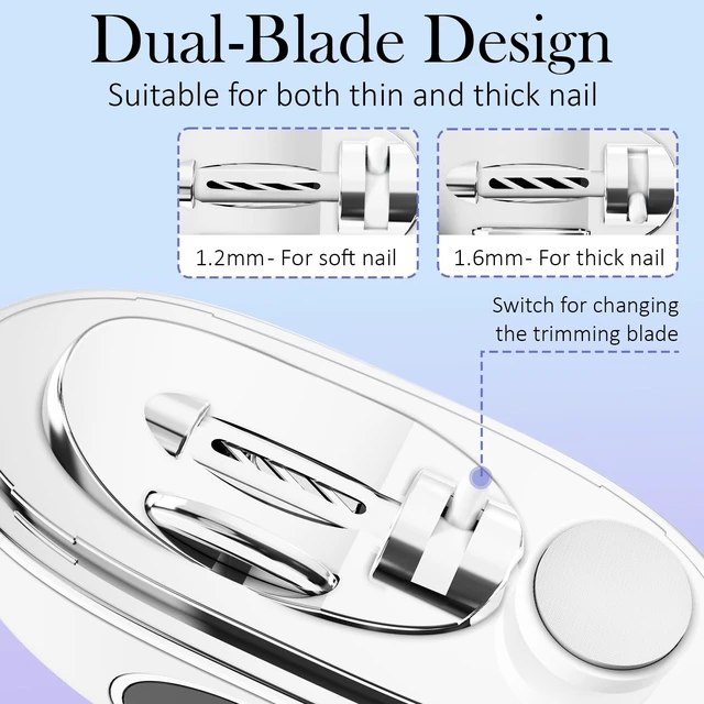 Alt view image 2 of 7 - 3-in-1 Electric Nail Clippers for Senior Automatic Nail Trimmer with Light Fingernail Clipper Grinder Trimmer with 2-Trimming Ports for Thin & Thick Nails