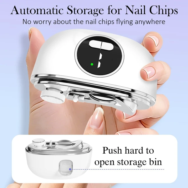 Alt view image 6 of 7 - 3-in-1 Electric Nail Clippers for Senior Automatic Nail Trimmer with Light Fingernail Clipper Grinder Trimmer with 2-Trimming Ports for Thin & Thick Nails