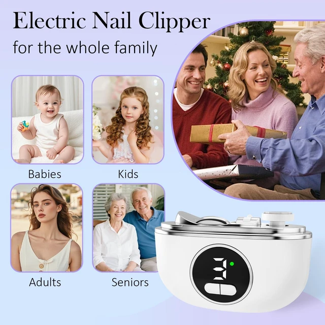 Alt view image 7 of 7 - 3-in-1 Electric Nail Clippers for Senior Automatic Nail Trimmer with Light Fingernail Clipper Grinder Trimmer with 2-Trimming Ports for Thin & Thick Nails