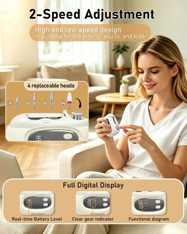 Alt view image 4 of 7 - Electric Nail Clipper & Grinder with Dual-Blade, 4-in-1 Nail File Trimmer | Automatic Nail Care Kit with 2 Widths for Kids & Adult Fingernail, Rechargeable, Ultra-Quiet <35dB