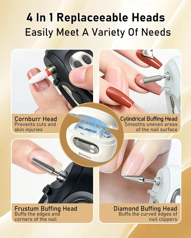 Alt view image 7 of 7 - Electric Nail Clipper & Grinder with Dual-Blade, 4-in-1 Nail File Trimmer | Automatic Nail Care Kit with 2 Widths for Kids & Adult Fingernail, Rechargeable, Ultra-Quiet <35dB