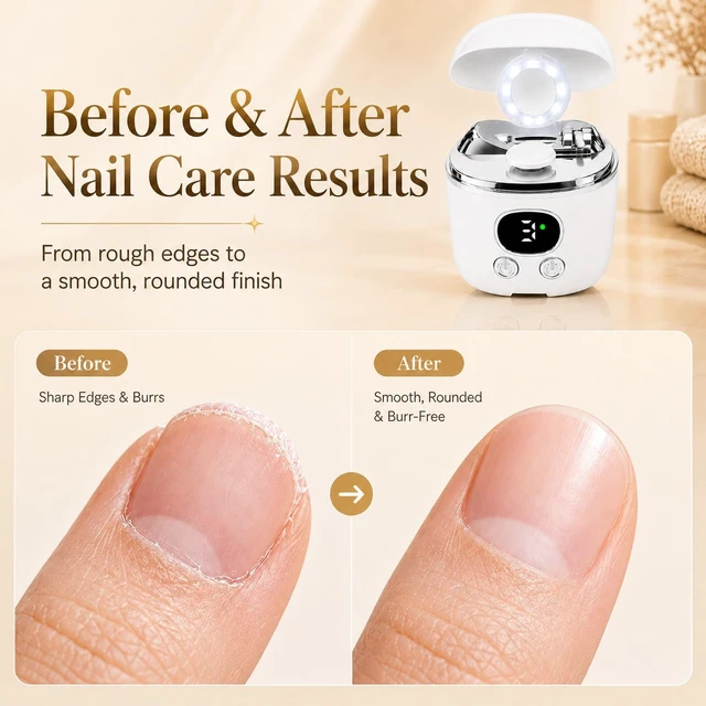Alt view image 5 of 7 - Electric Nail Clippers for Seniors, Adjustable Dual Cutting Heads | 3-in-1 Trim, Grind & Polish, 3-Speed Rechargeable Clipper, LED Light, Magnifier, for Fingernails, Adults
