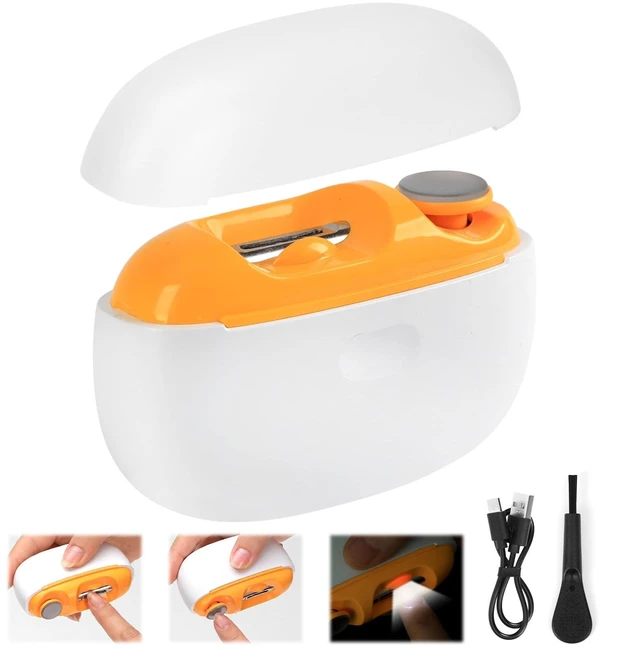 Main image of Electric Nail Clipper with LED Light, Safe Automatic Nail Trimmer (White) | Electric Nail Clipper For Seniors,Built-In Nail File ,One-Button Operation ,Nail Collection Compartment