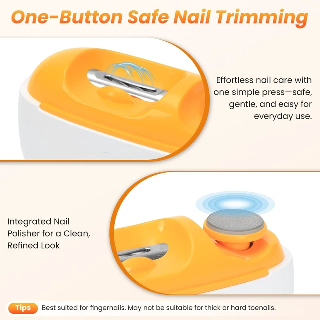Alt view image 2 of 7 - Electric Nail Clipper with LED Light, Safe Automatic Nail Trimmer (White) | Electric Nail Clipper For Seniors,Built-In Nail File ,One-Button Operation ,Nail Collection Compartment