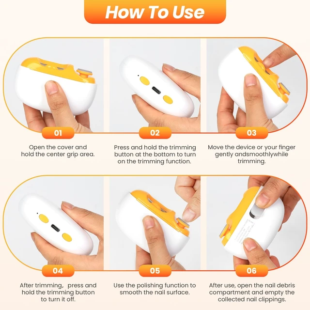 Alt view image 7 of 7 - Electric Nail Clipper with LED Light, Safe Automatic Nail Trimmer (White) | Electric Nail Clipper For Seniors,Built-In Nail File ,One-Button Operation ,Nail Collection Compartment