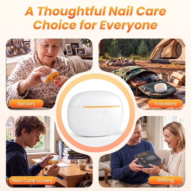 Alt view image 6 of 7 - Electric Nail Clipper with LED Light, Safe Automatic Nail Trimmer (White) | Electric Nail Clipper For Seniors,Built-In Nail File ,One-Button Operation ,Nail Collection Compartment