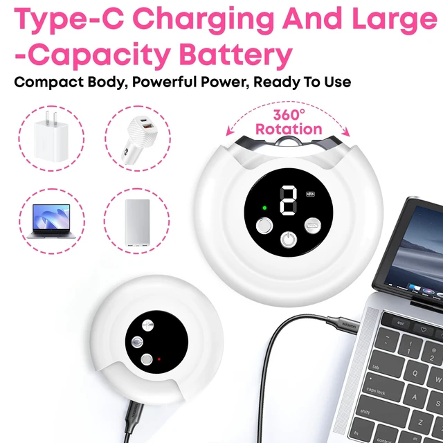 Alt view image 6 of 7 - 3-in-1 Electric Nail Clipper for Adults & Seniors, 3 Speeds Automatic Nail Clipper & Trimmer with LED Light 360° Rotating Fingernail Clipper with Polisher Rechargeable Electric Nail File