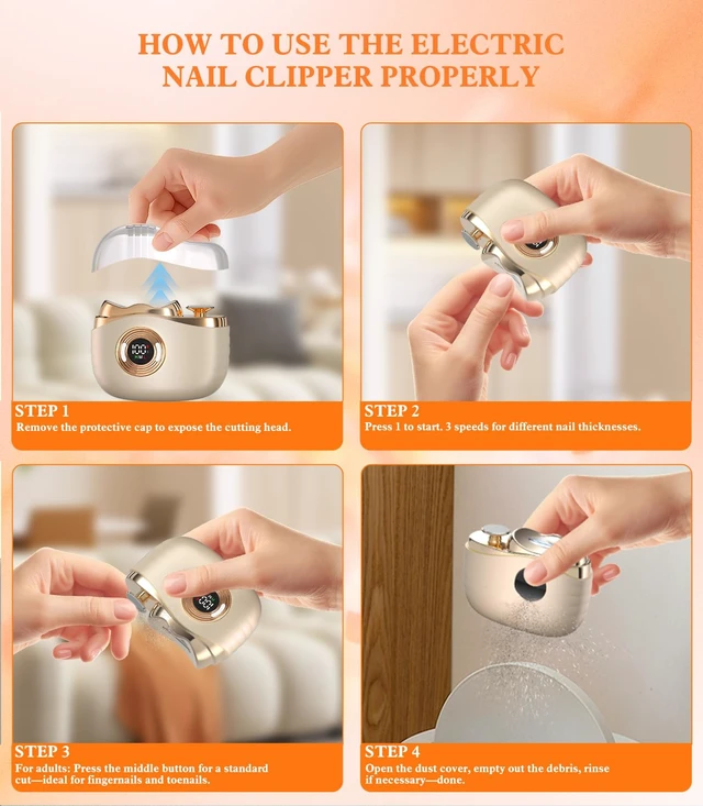 Alt view image 4 of 7 - Upgrad Electric Nail ClipperIndustry Top 1All-Nail Adaptive Power | Electric Nail TrimmerGerman Salon0.1mm Precision Blade Electric Nail Clipper for Seniors & Babies, Champagne Gold